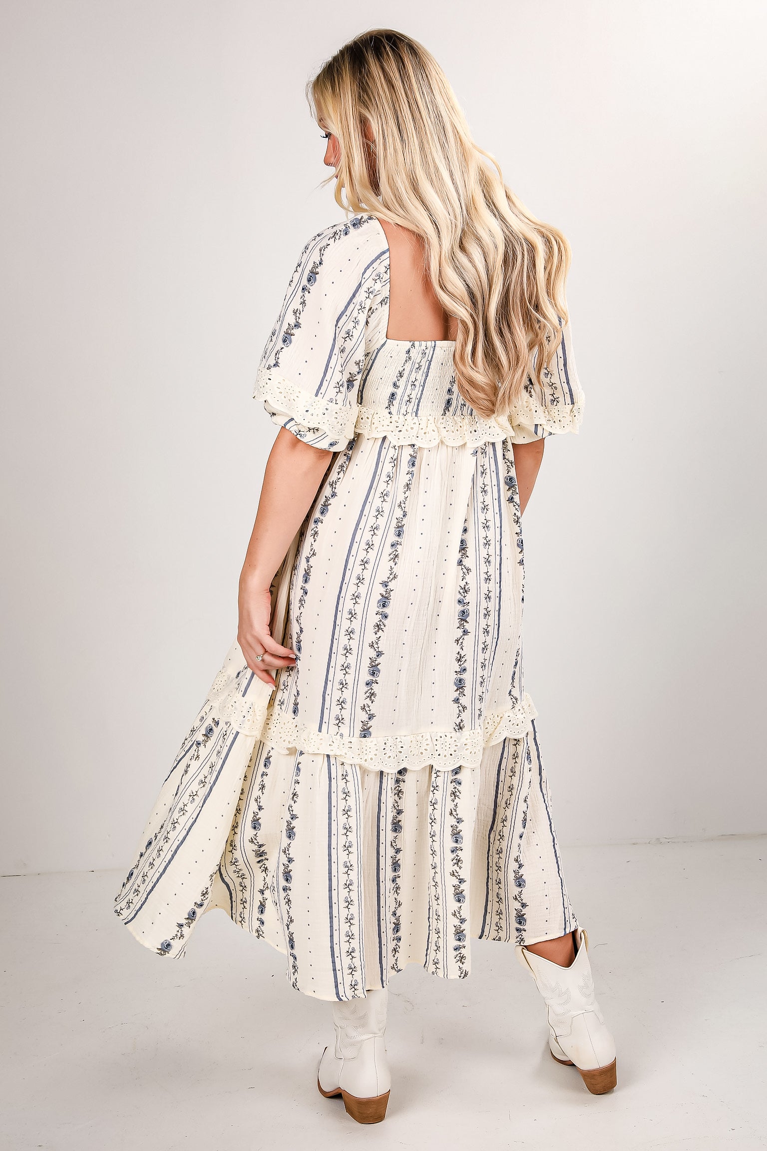 FINAL SALE - Just Can't Miss Ivory Floral Linen Midi Dress