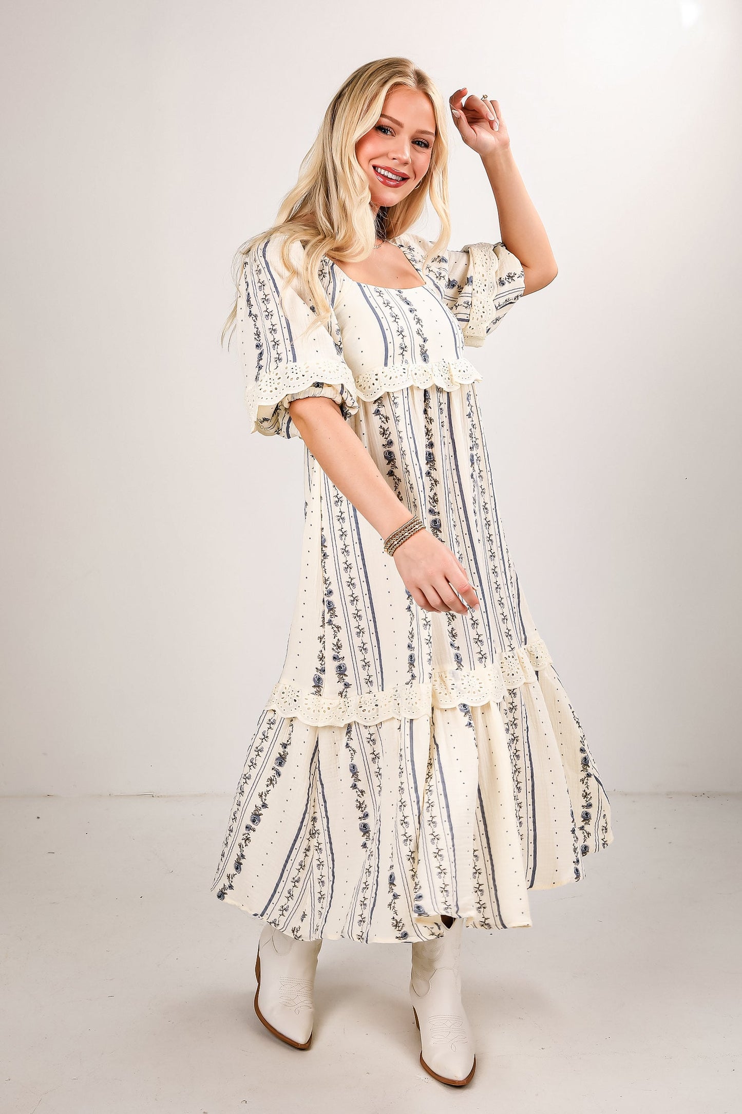 FINAL SALE - Just Can't Miss Ivory Floral Linen Midi Dress