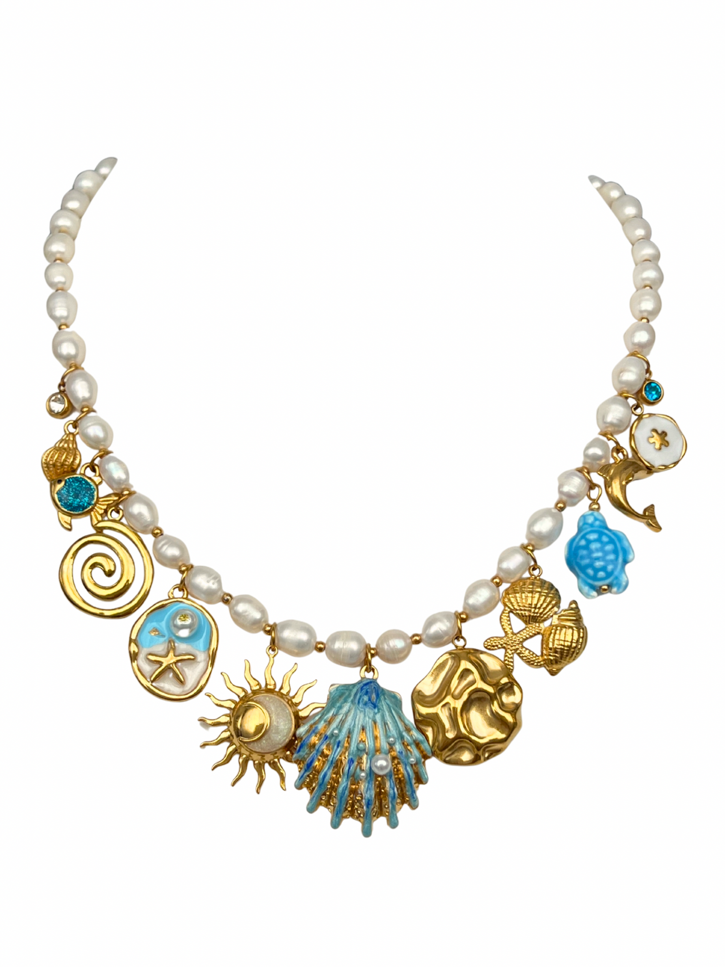 PEARL COAST MULTI CHARM NECKLACE