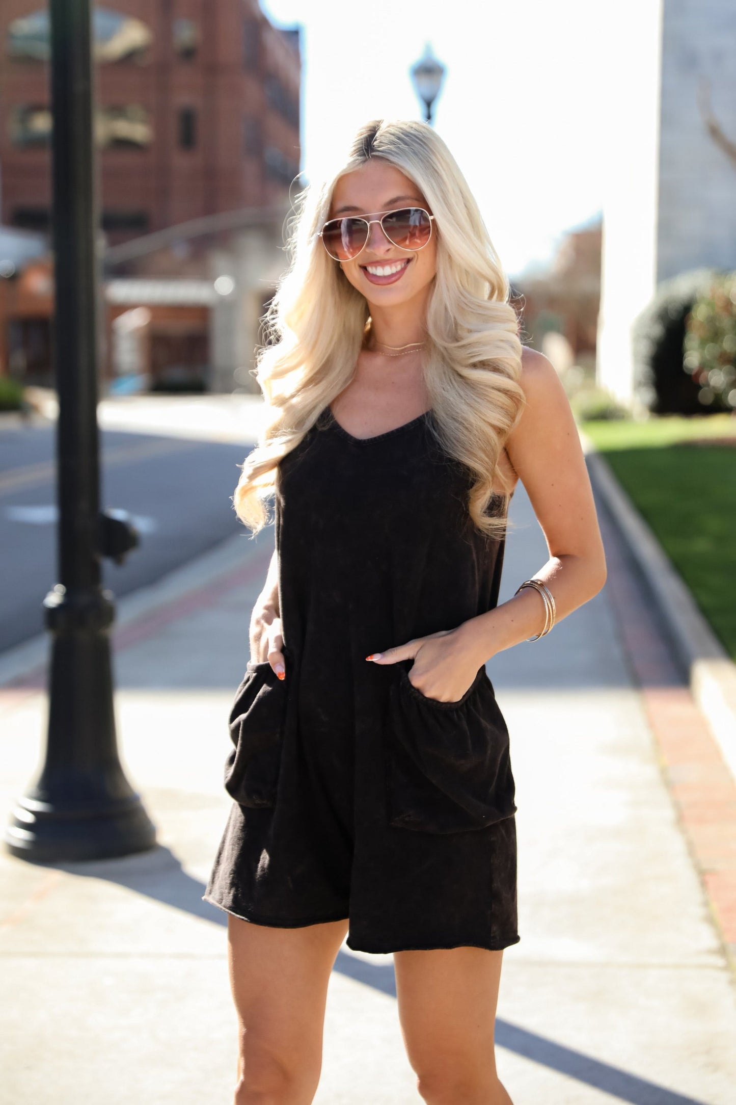 FINAL SALE - Relaxed Perfection Acid Washed Romper