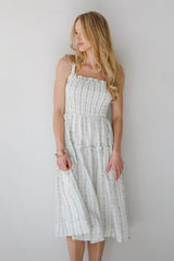 FINAL SALE - Precious Allure Ivory Smocked Floral Midi Dress