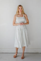 FINAL SALE - Precious Allure Ivory Smocked Floral Midi Dress