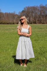 FINAL SALE - Precious Allure Ivory Smocked Floral Midi Dress