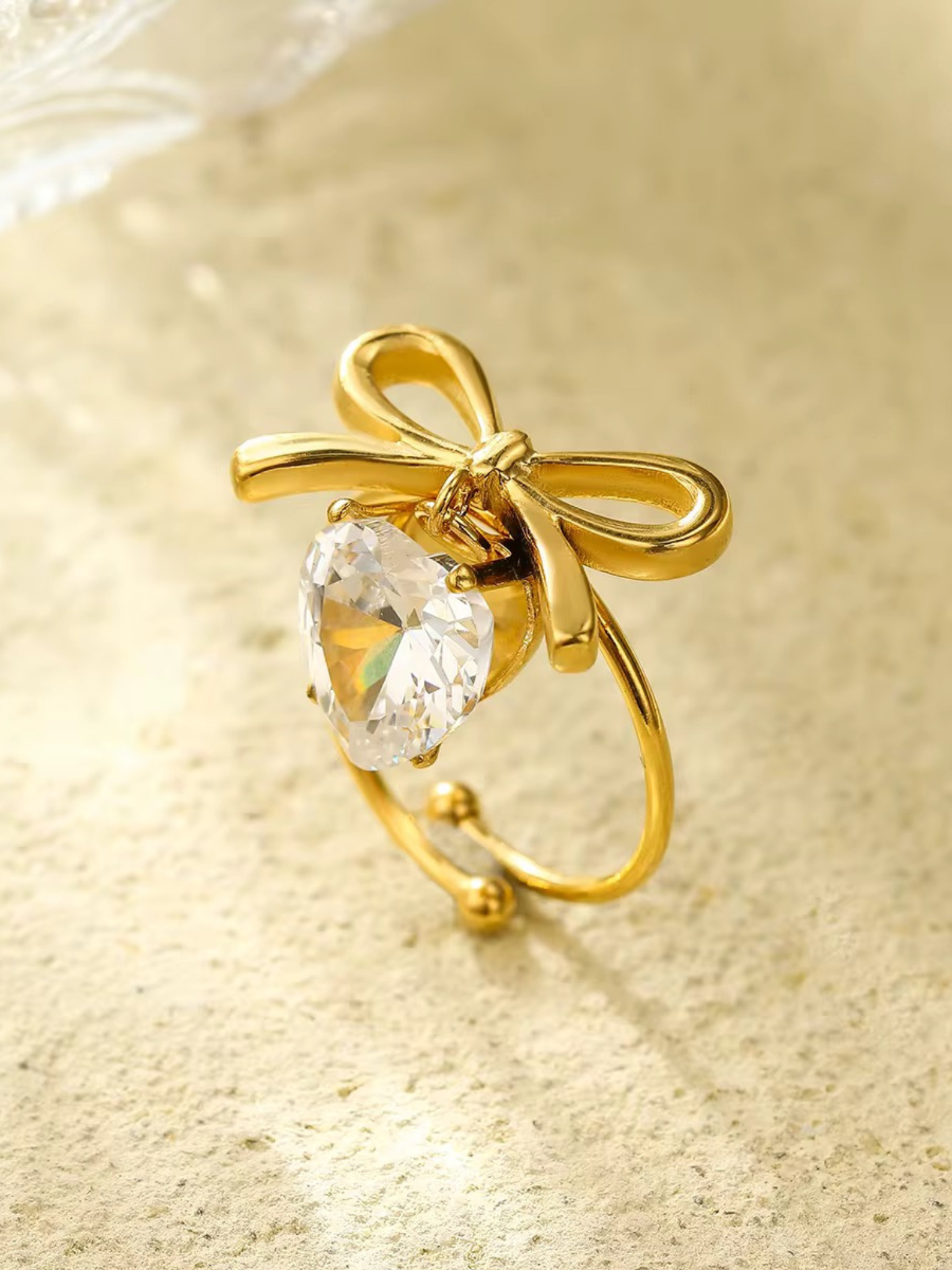 MARCI HEART & BOW RING