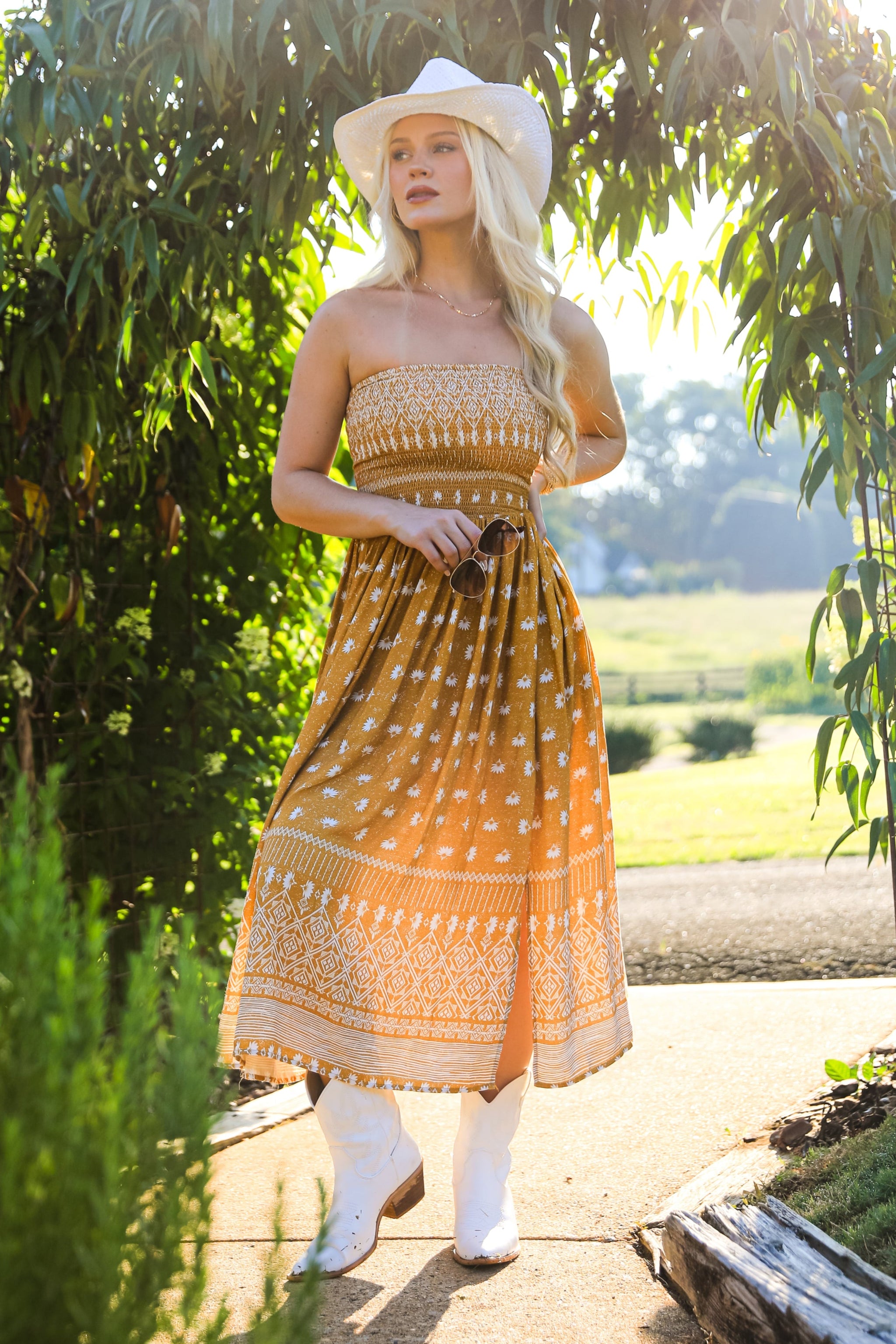 FINAL SALE - Saltwater Essential Strapless Smocked Midi Dress