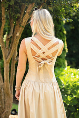 FINAL SALE - Make Your Mark Taupe Midi Dress