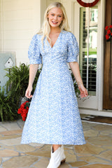 FINAL SALE - Easy Elegance Blue Floral Midi Dress