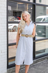 FINAL SALE - As It Is Blue Striped Midi Dress