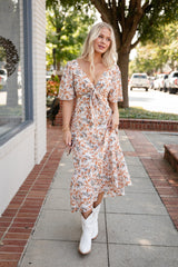 FINAL SALE - Garden Glow Ivory Floral Midi Dress