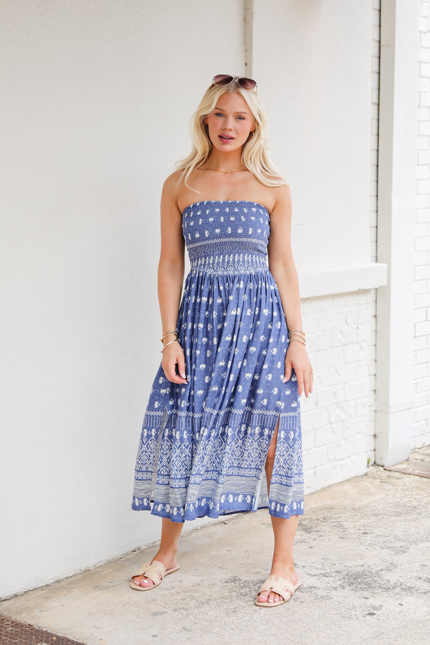 FINAL SALE - Saltwater Essential Strapless Smocked Midi Dress
