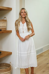 FINAL SALE - All I Could Want White Eyelet Bow Midi Dress