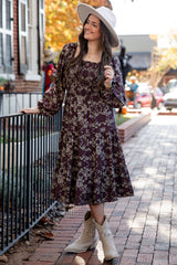 FINAL SALE - Feeling Inspired Brown Floral Smocked Midi Dress