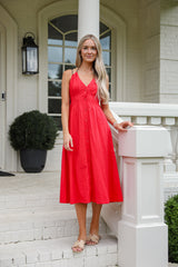 FINAL SALE - Right On Time Red Midi Dress