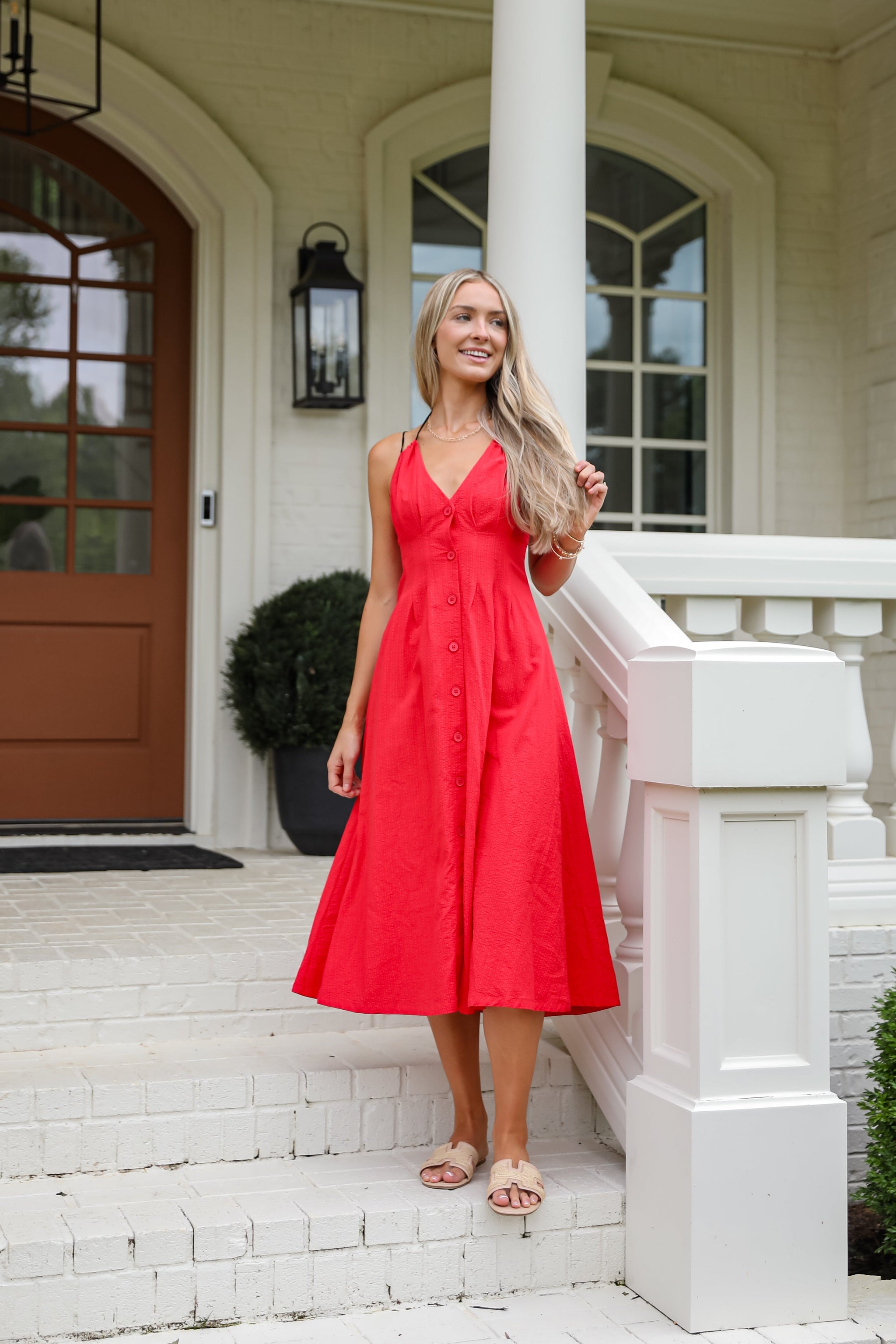 FINAL SALE - Right On Time Red Midi Dress