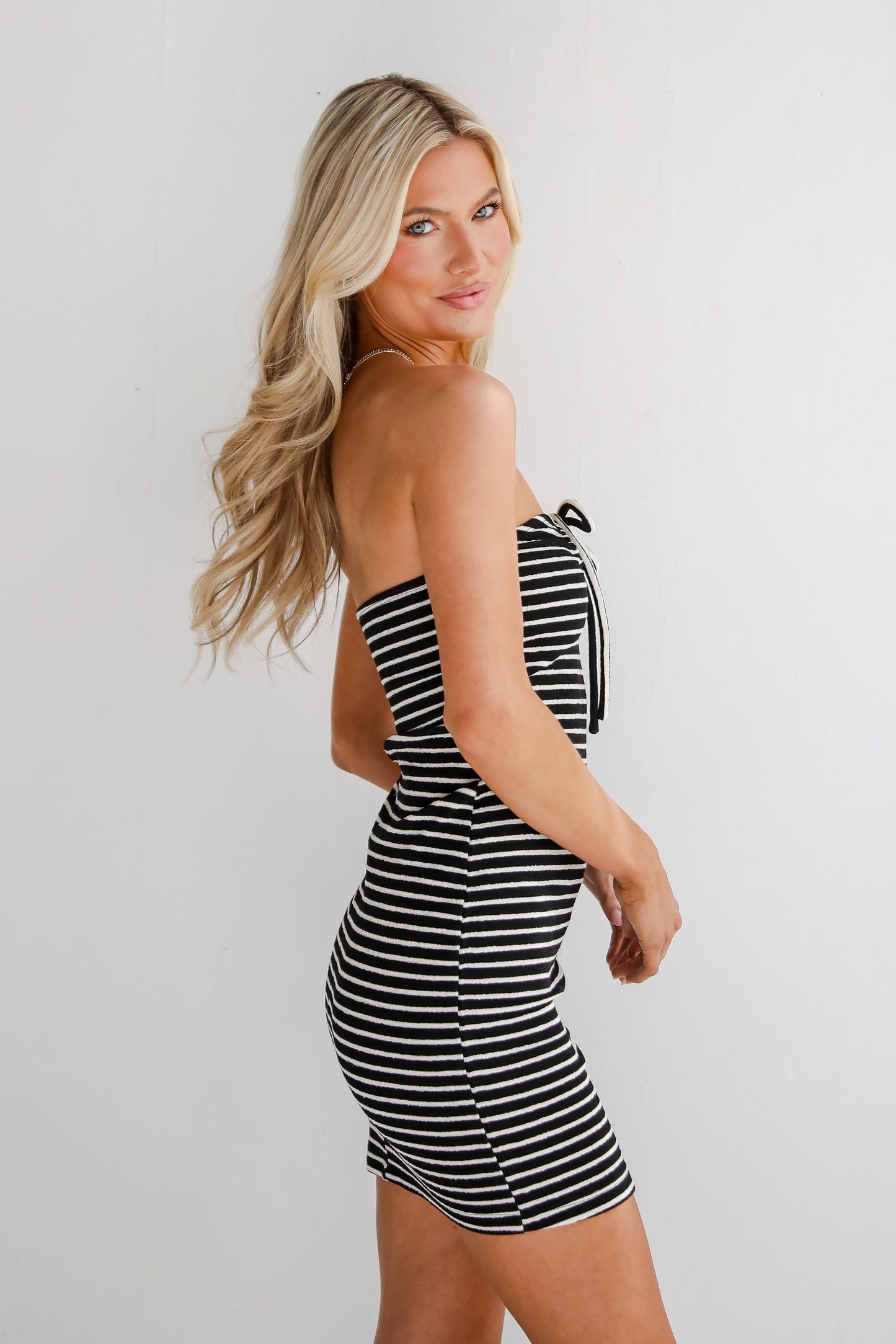 FINAL SALE - Sun Charmer Striped Knit Strapless Mini Dress