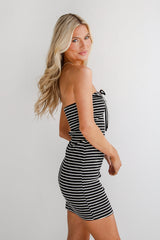 FINAL SALE - Sun Charmer Striped Knit Strapless Mini Dress