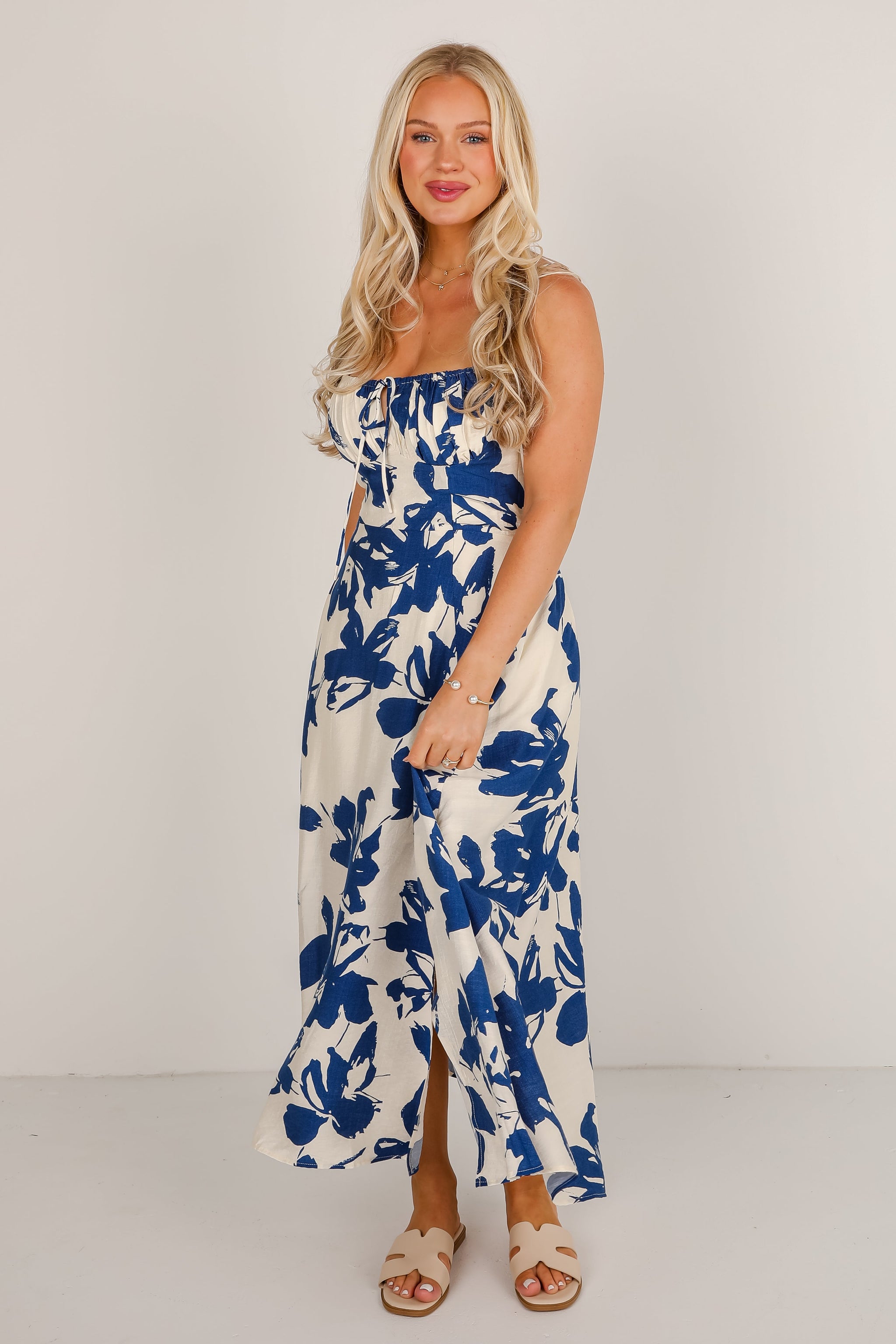 FINAL SALE - Soak Up The Sun Blue Floral Midi Dress
