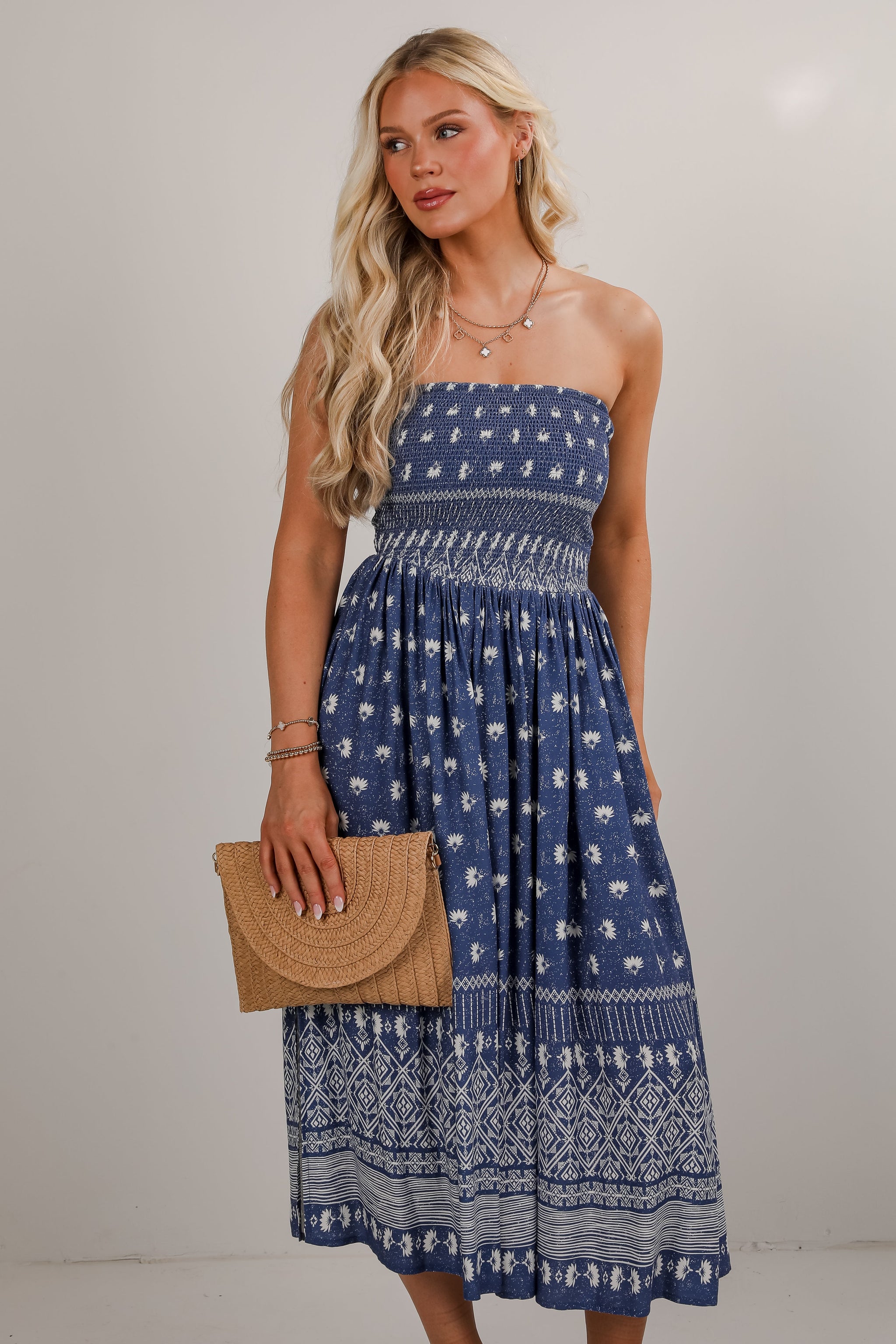 FINAL SALE - Saltwater Essential Strapless Smocked Midi Dress