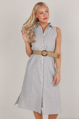 FINAL SALE - As It Is Blue Striped Midi Dress