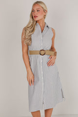 FINAL SALE - As It Is Blue Striped Midi Dress
