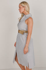 FINAL SALE - As It Is Blue Striped Midi Dress