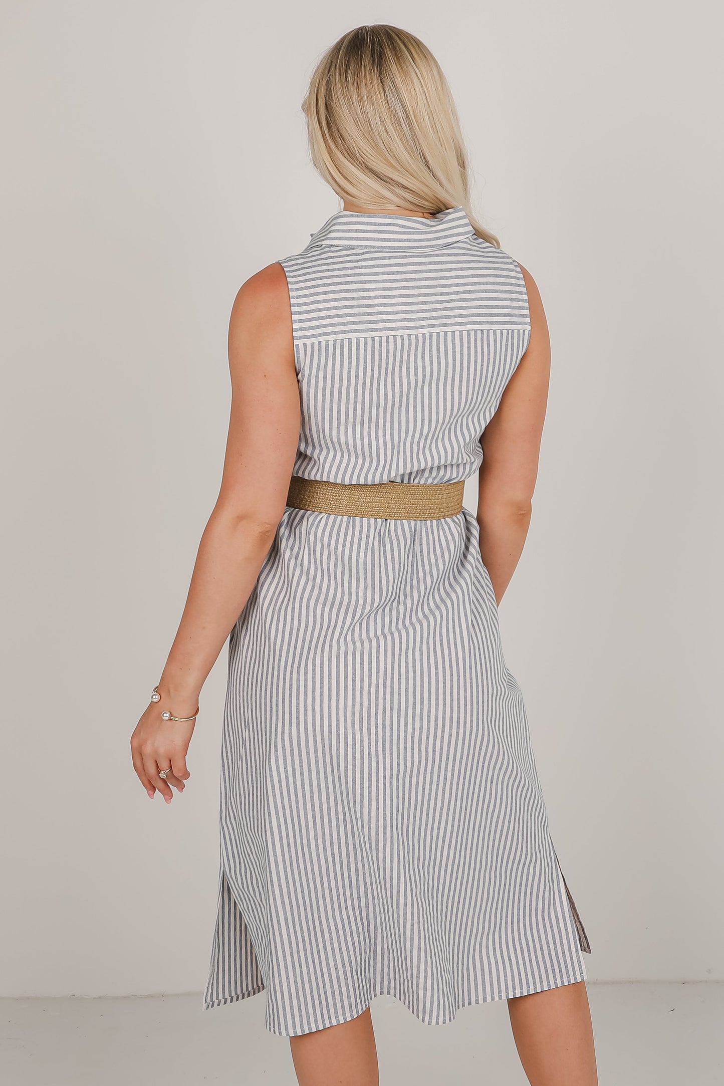 FINAL SALE - As It Is Blue Striped Midi Dress