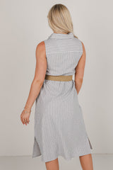 FINAL SALE - As It Is Blue Striped Midi Dress