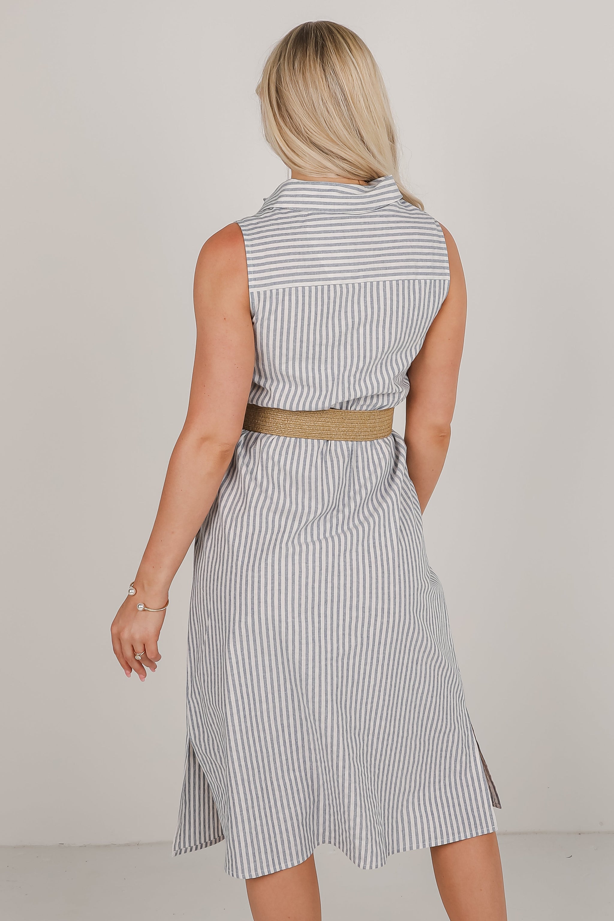 FINAL SALE - As It Is Blue Striped Midi Dress