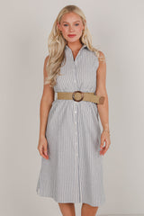 FINAL SALE - As It Is Blue Striped Midi Dress