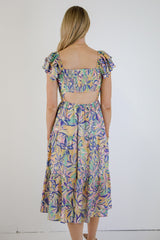 FINAL SALE - Remember Me Blue Tiered Floral Midi Dress