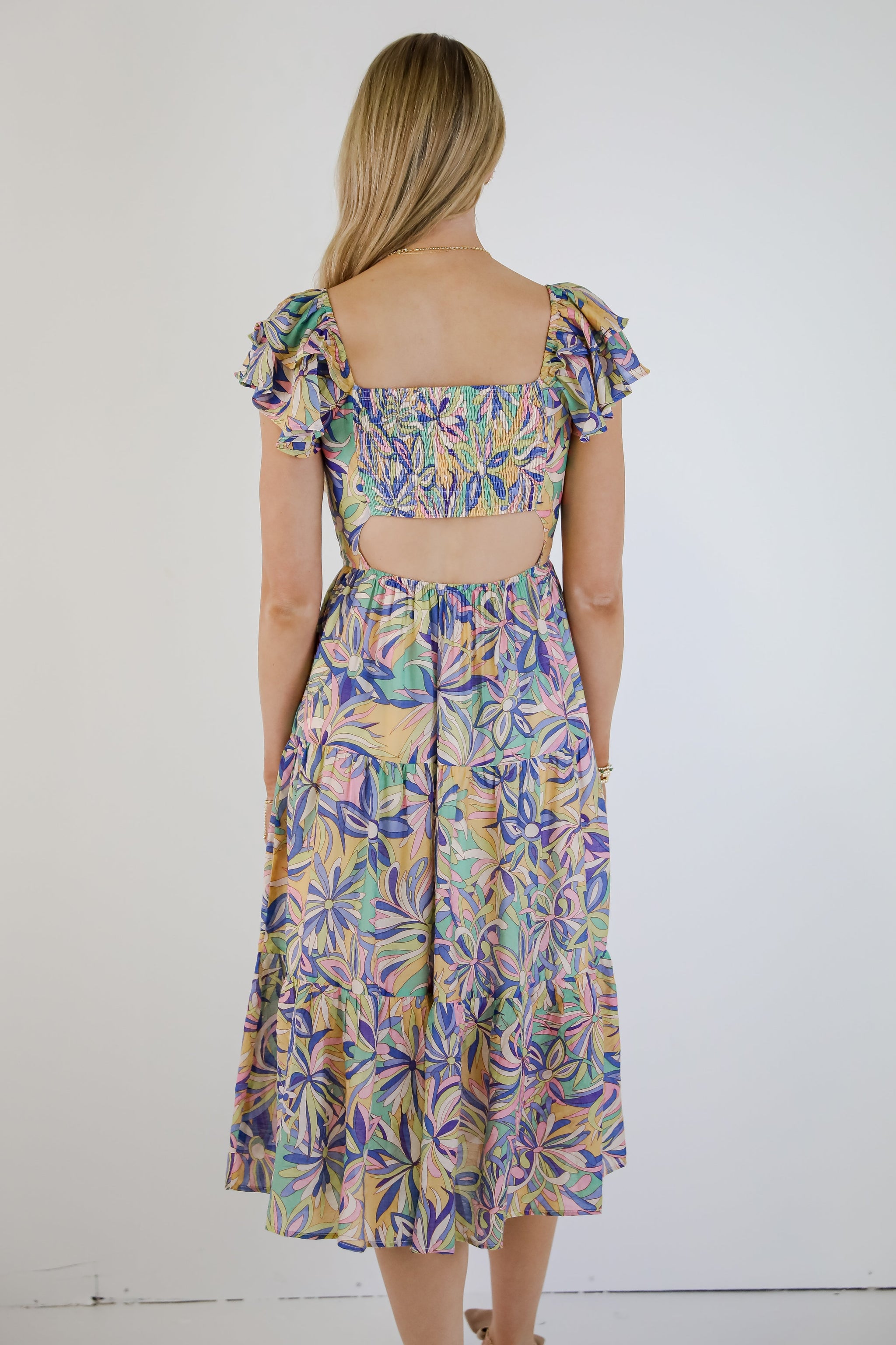 FINAL SALE - Remember Me Blue Tiered Floral Midi Dress