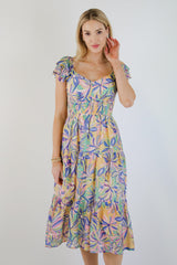 FINAL SALE - Remember Me Blue Tiered Floral Midi Dress