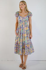 FINAL SALE - Remember Me Blue Tiered Floral Midi Dress