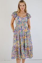 FINAL SALE - Remember Me Blue Tiered Floral Midi Dress