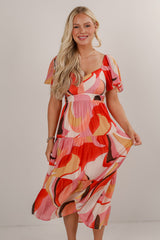 FINAL SALE - All Coming Together Coral Tiered Midi Dress