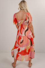 FINAL SALE - All Coming Together Coral Tiered Midi Dress