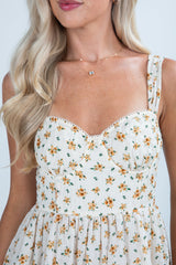 FINAL SALE - Precious Moments Cream Floral Tiered Midi Dress