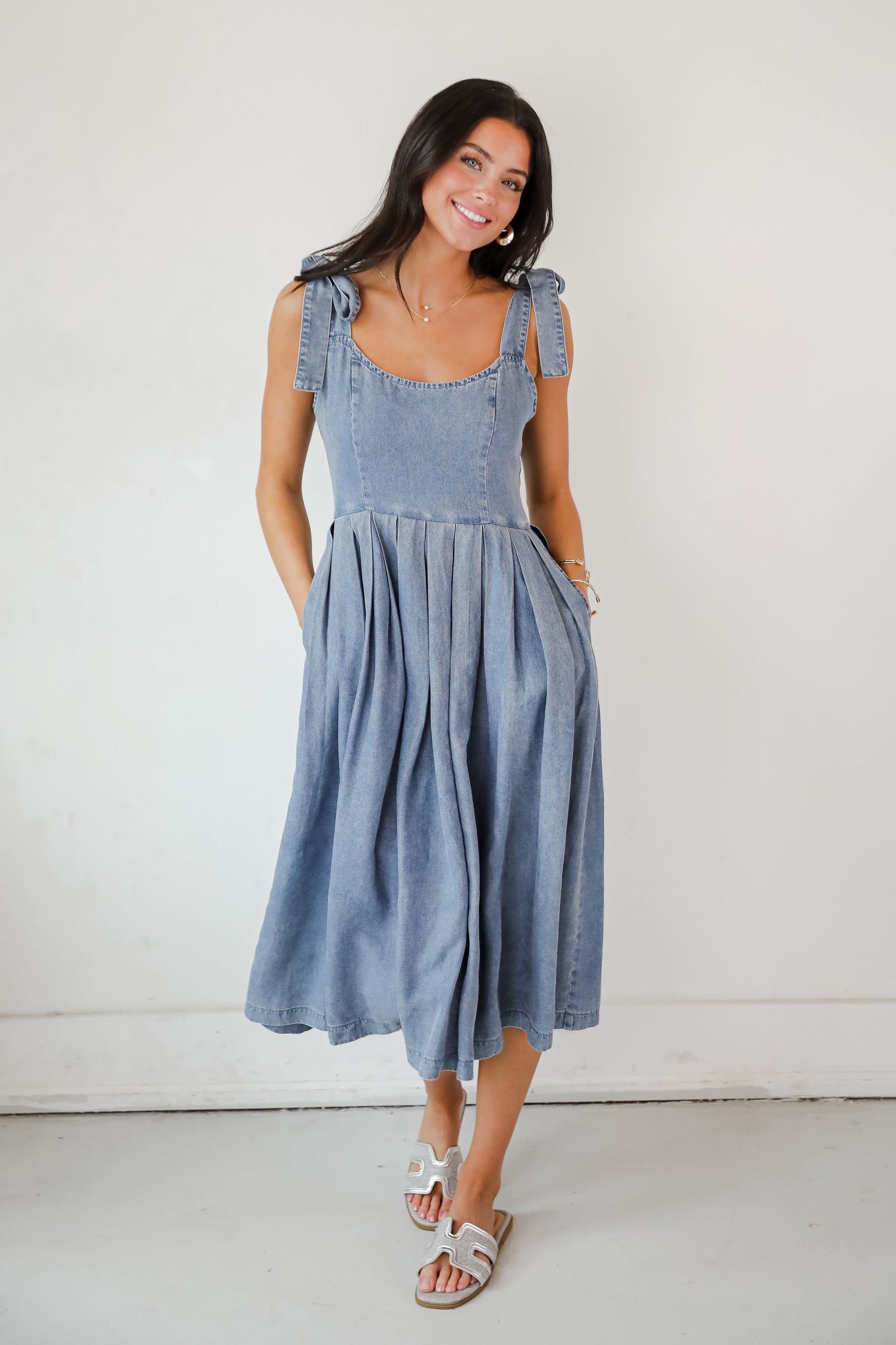 FINAL SALE - Truly Unforgettable Denim Midi Dress