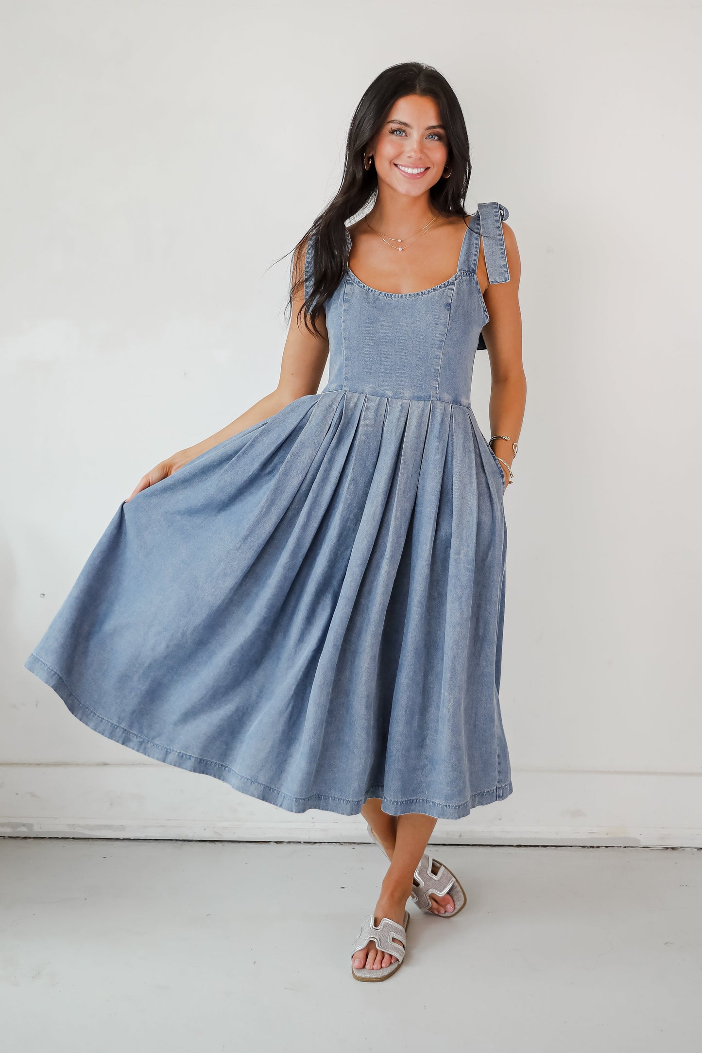 FINAL SALE - Truly Unforgettable Denim Midi Dress
