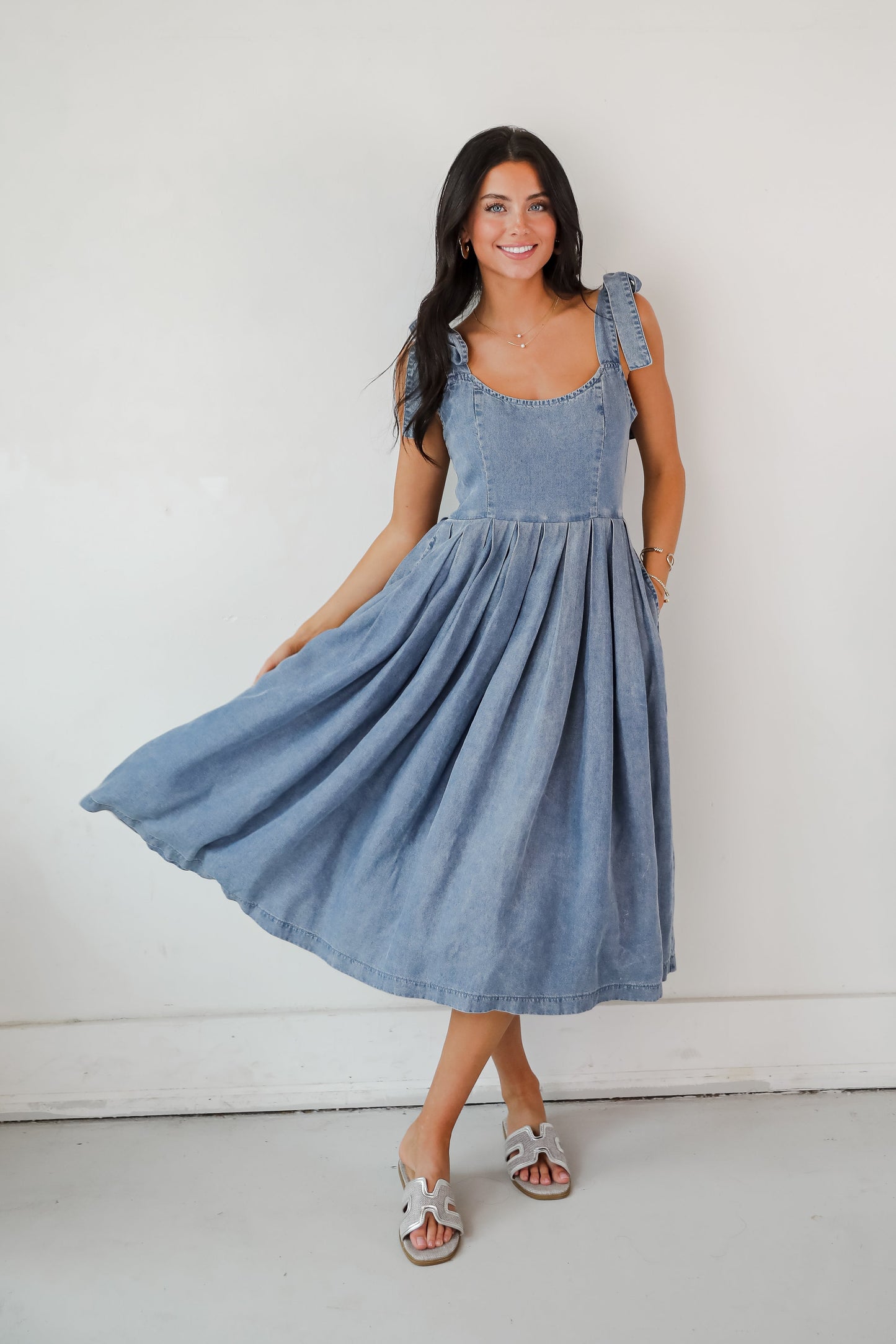 FINAL SALE - Truly Unforgettable Denim Midi Dress