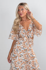 FINAL SALE - Garden Glow Ivory Floral Midi Dress
