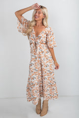 FINAL SALE - Garden Glow Ivory Floral Midi Dress
