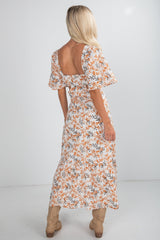 FINAL SALE - Garden Glow Ivory Floral Midi Dress