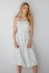 FINAL SALE - Precious Allure Ivory Smocked Floral Midi Dress