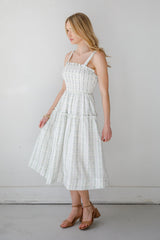 FINAL SALE - Precious Allure Ivory Smocked Floral Midi Dress