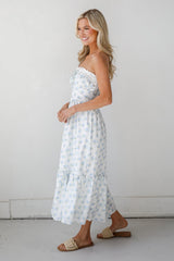 FINAL SALE - Vibrant Flirt Ivory Floral Strapless Midi Dress