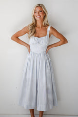 FINAL SALE - Let There Be Romance Light Blue Striped Midi Dress