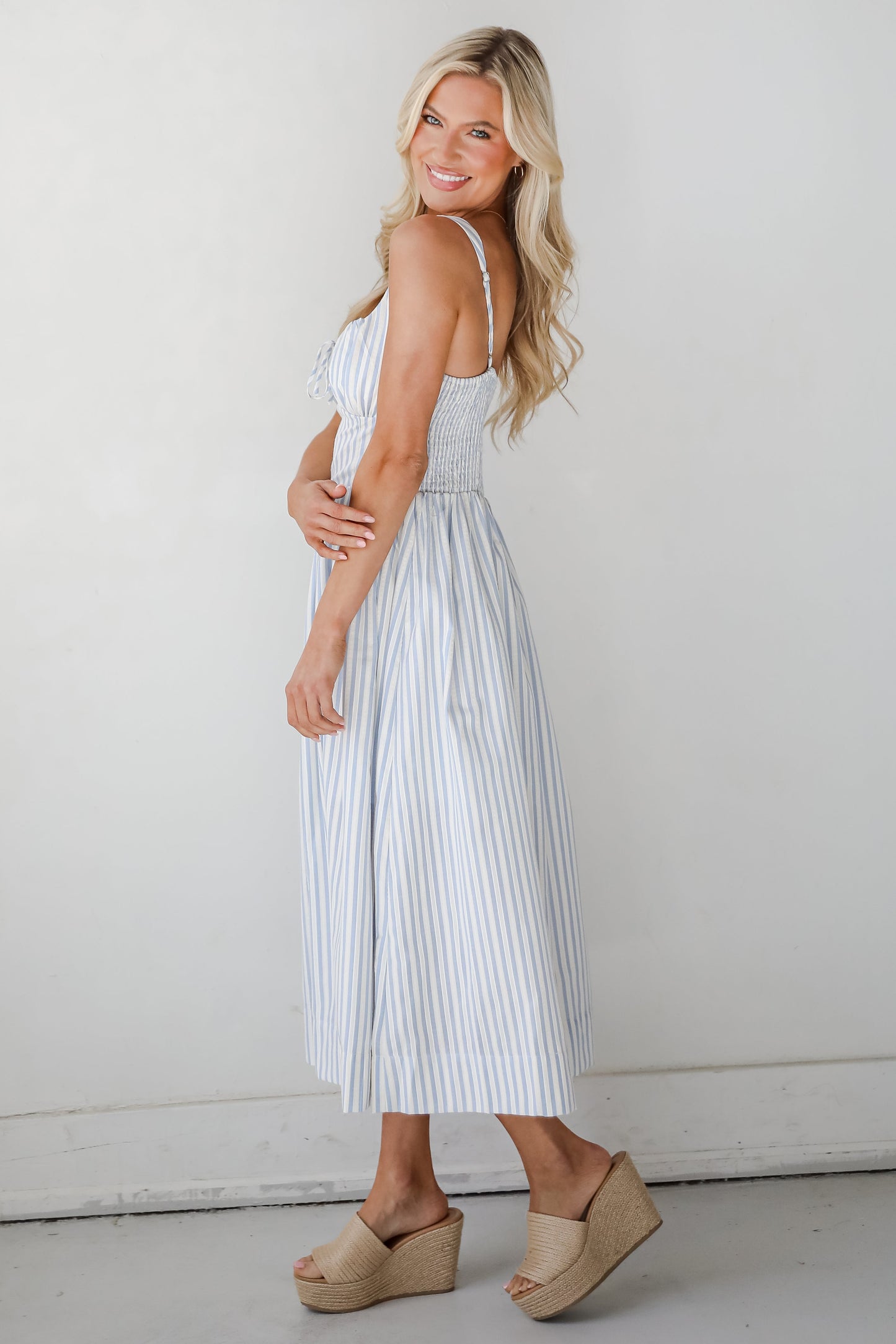 FINAL SALE - Let There Be Romance Light Blue Striped Midi Dress