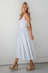 FINAL SALE - Let There Be Romance Light Blue Striped Midi Dress