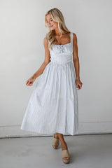 FINAL SALE - Let There Be Romance Light Blue Striped Midi Dress